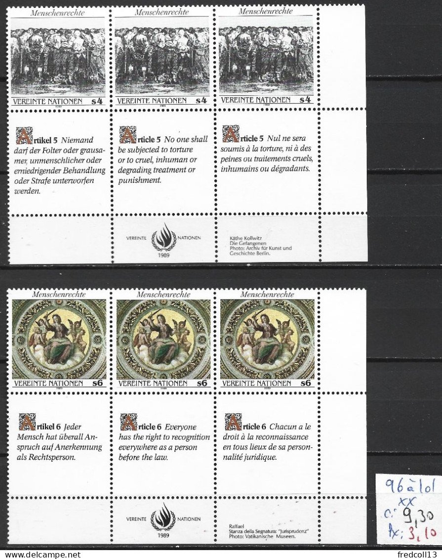 NATIONS UNIES OFFICE DE VIENNE 96 à 101 ** Côte 9.30 € - Unused Stamps