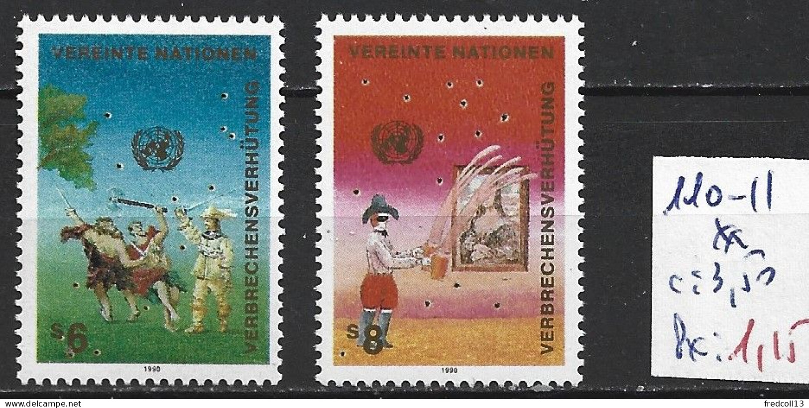 NATIONS UNIES OFFICE DE VIENNE 110-111 ** Côte 3.50 € - Unused Stamps