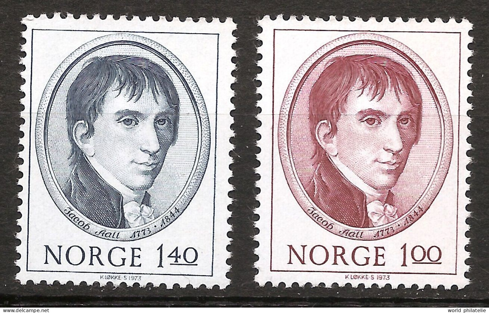 Norvège Norge 1973 N° 622 / 3 ** Anniversaire, Jacob Aall, Politique, Industrie, Porsgrunn, Constitution, Storting, Loi - Neufs