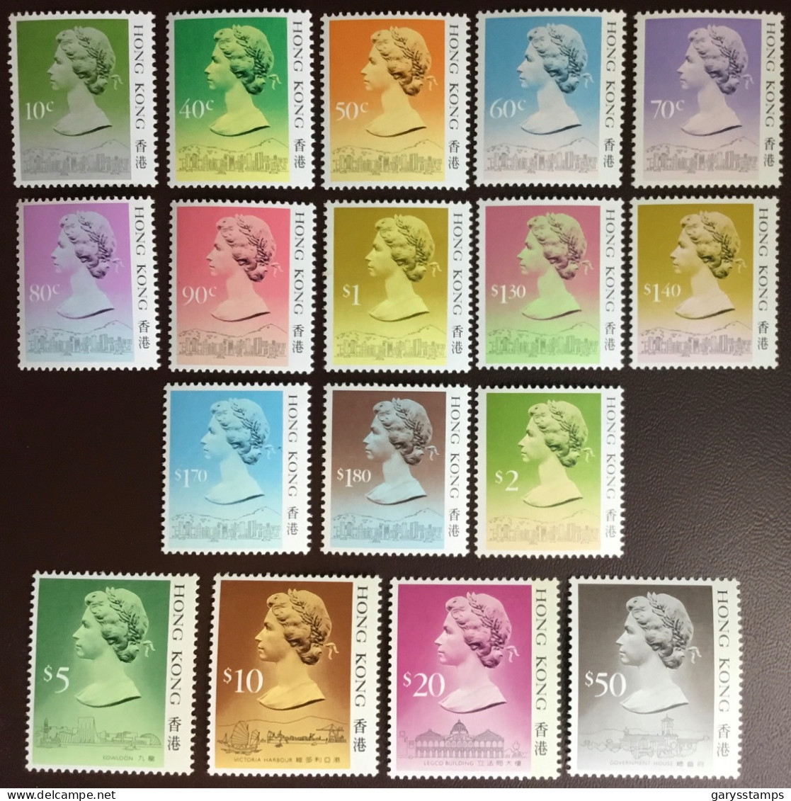 Hong Kong 1988 Definitives Set Type II (Lighter Shade Under Chin) MNH - Nuevos