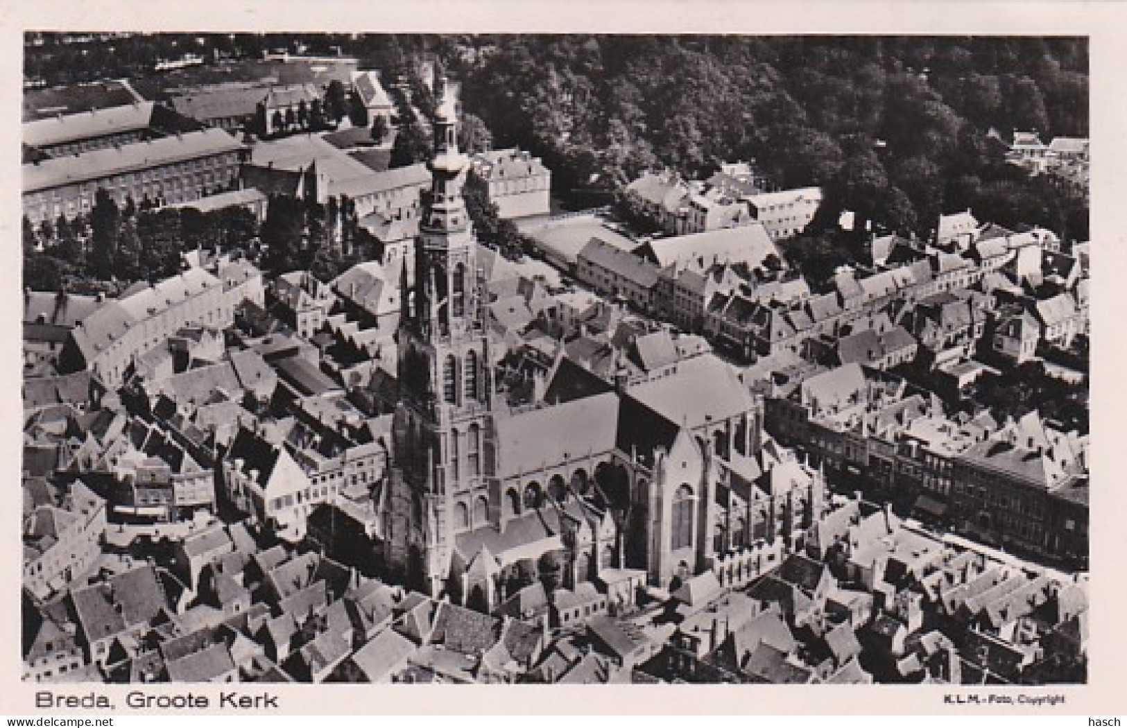 2606689Breda, Groote Kerk. (K.L.M. Fotokaart Met Zilverglans)1927.  - Breda