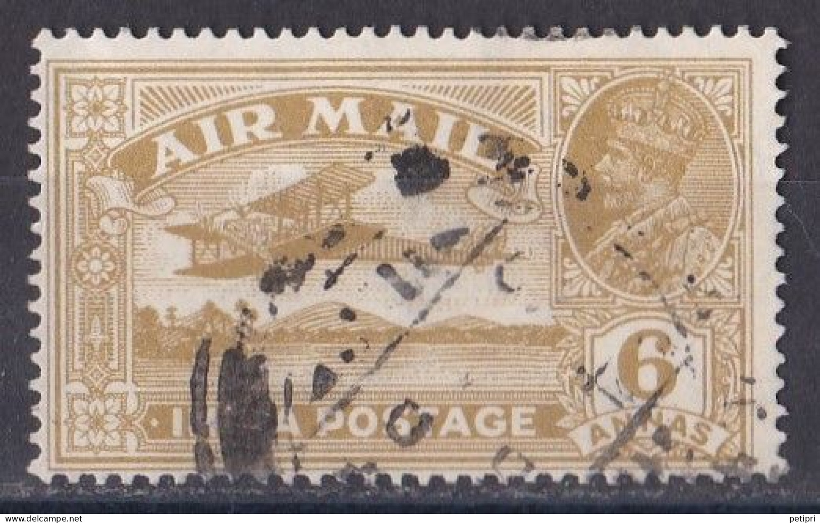 Inde Anglaise  1811-1935  Roi Georges VI -  Air Mail  6 Anna  Oblitéré - 1936-47  George VI