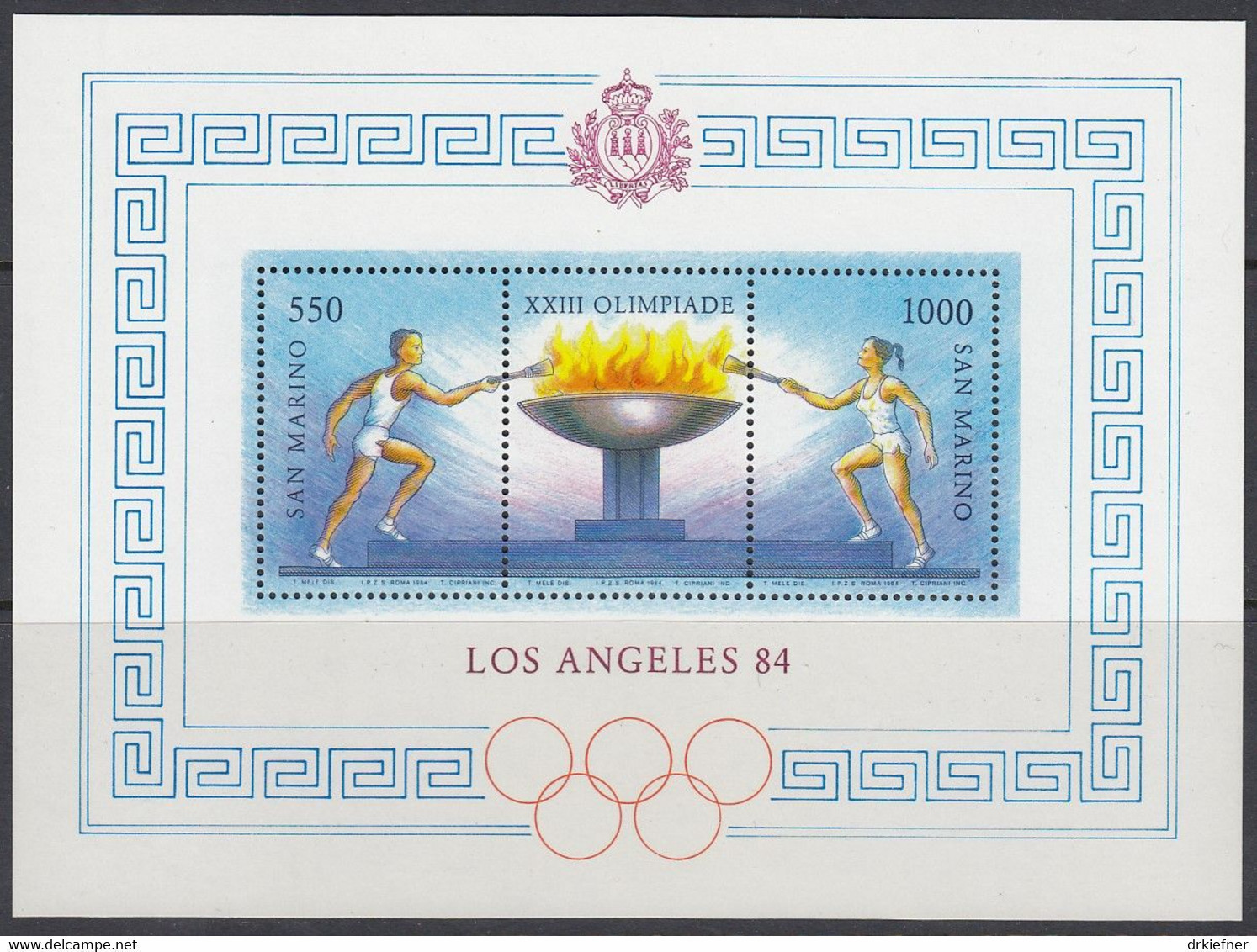 SAN MARINO Block 9, Postfrisch **, Olympische Sommerspiele, Los Angeles, 1984 - Blocks & Sheetlets