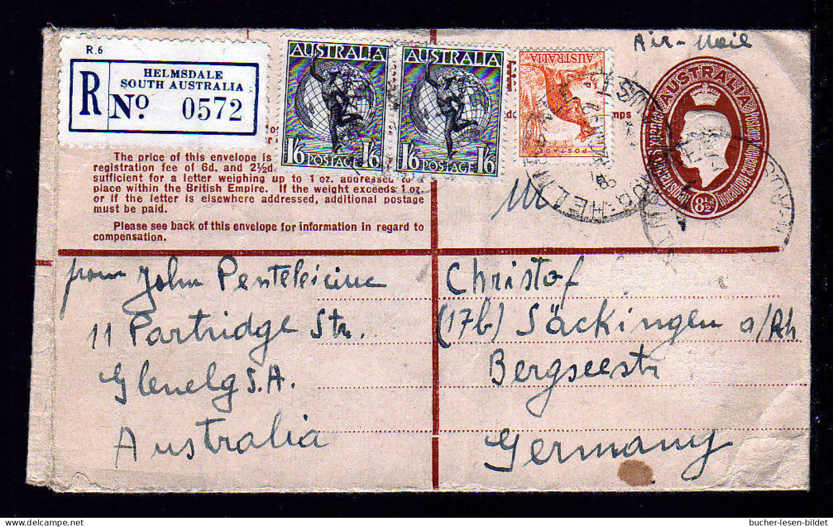 1952 - 8 1/2 P. Einschreib Ganzsache Ab HELMSDALE Nach Deutschland - Covers & Documents