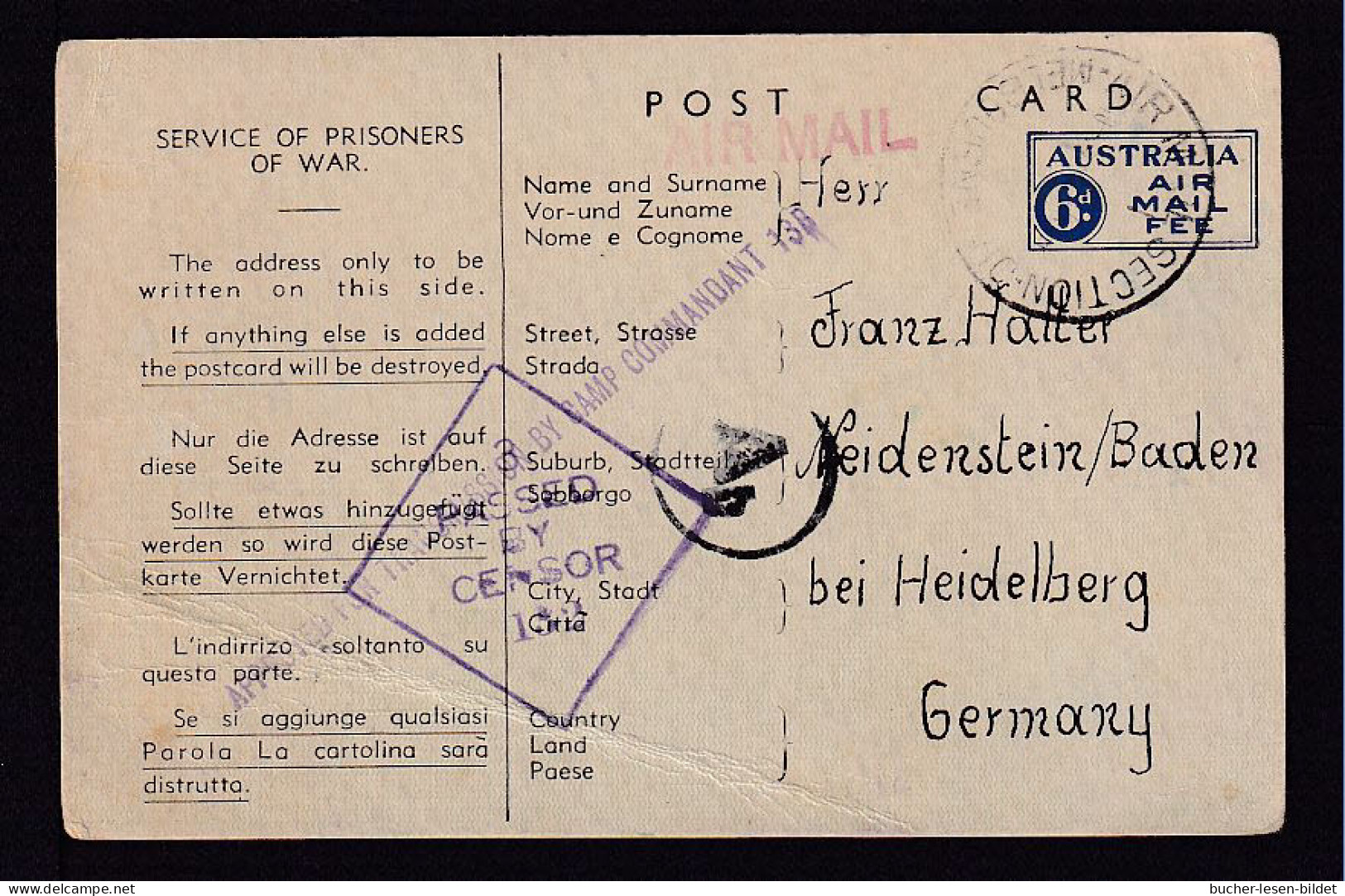 1943 - 6 P. POW-Ganzsache Aus POW-Lager Nach Deutschland - Entsprechende Zensuren - Lettres & Documents