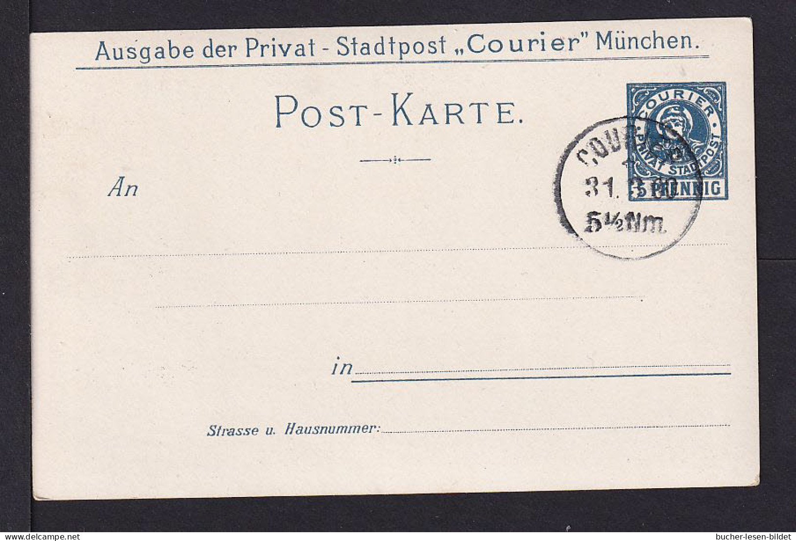 1900 - 5 Pf. Lokalpost München Privatganzsache - 5 Affen In Kleidung - Gestempelt - Apen