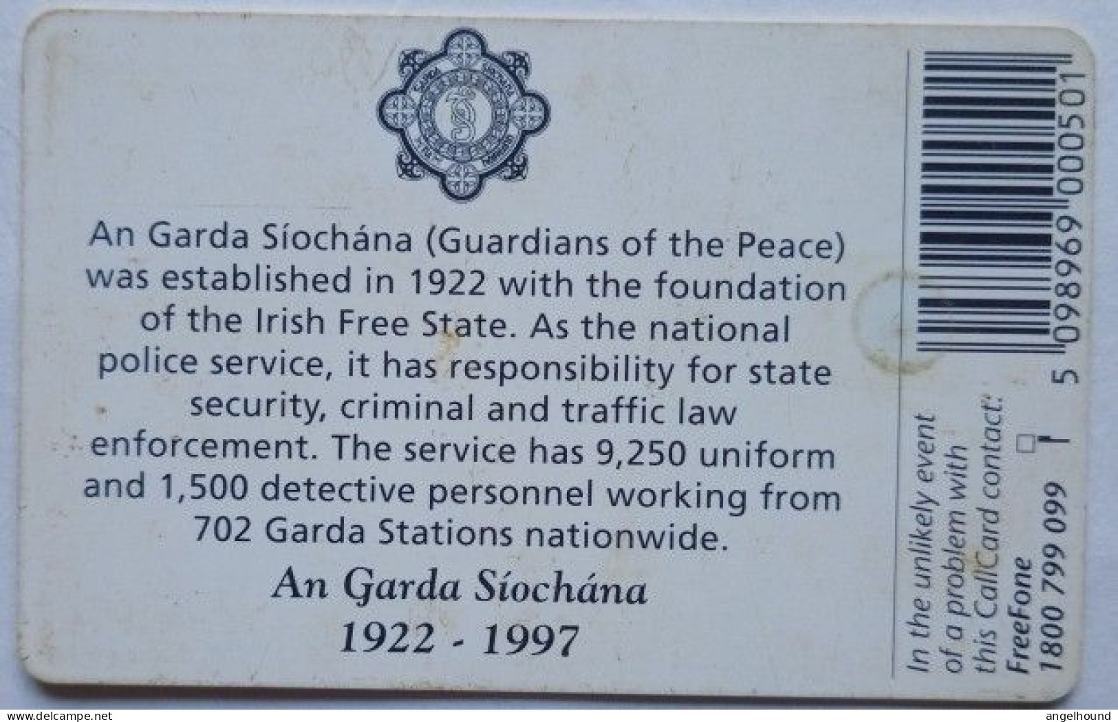Ireland 50 Units Chip Card - An Garda Siochana 1922-1997 - Irland