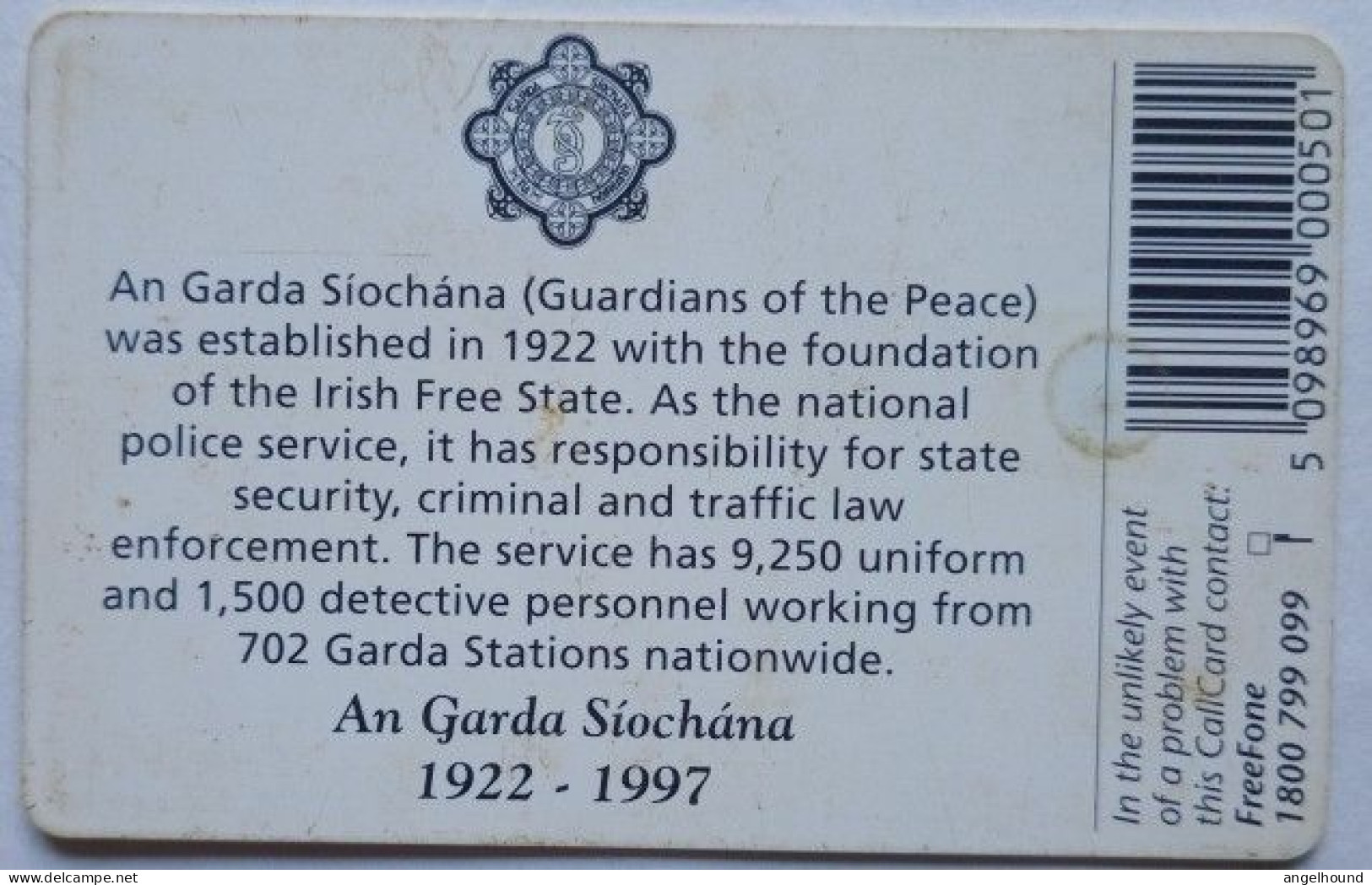 Ireland 50 Units Chip Card - An Garda Siochana 1922-1997 - Ireland