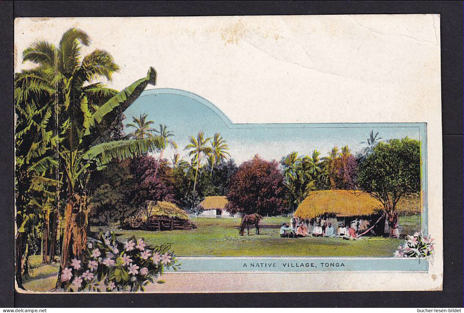 1 P. Bild Ganzsache "A Native Village" - Ab Nukualofa Nach London - Tonga (...-1970)