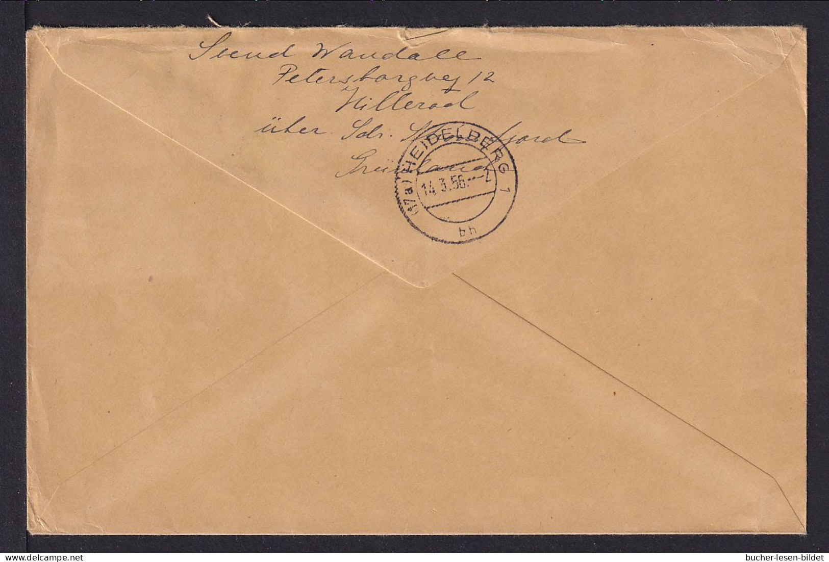 1956 - 2 Überdrucke Auf Einschreibbrief Ab SOR.STROMFJORD Nach Heidelberg - Storia Postale