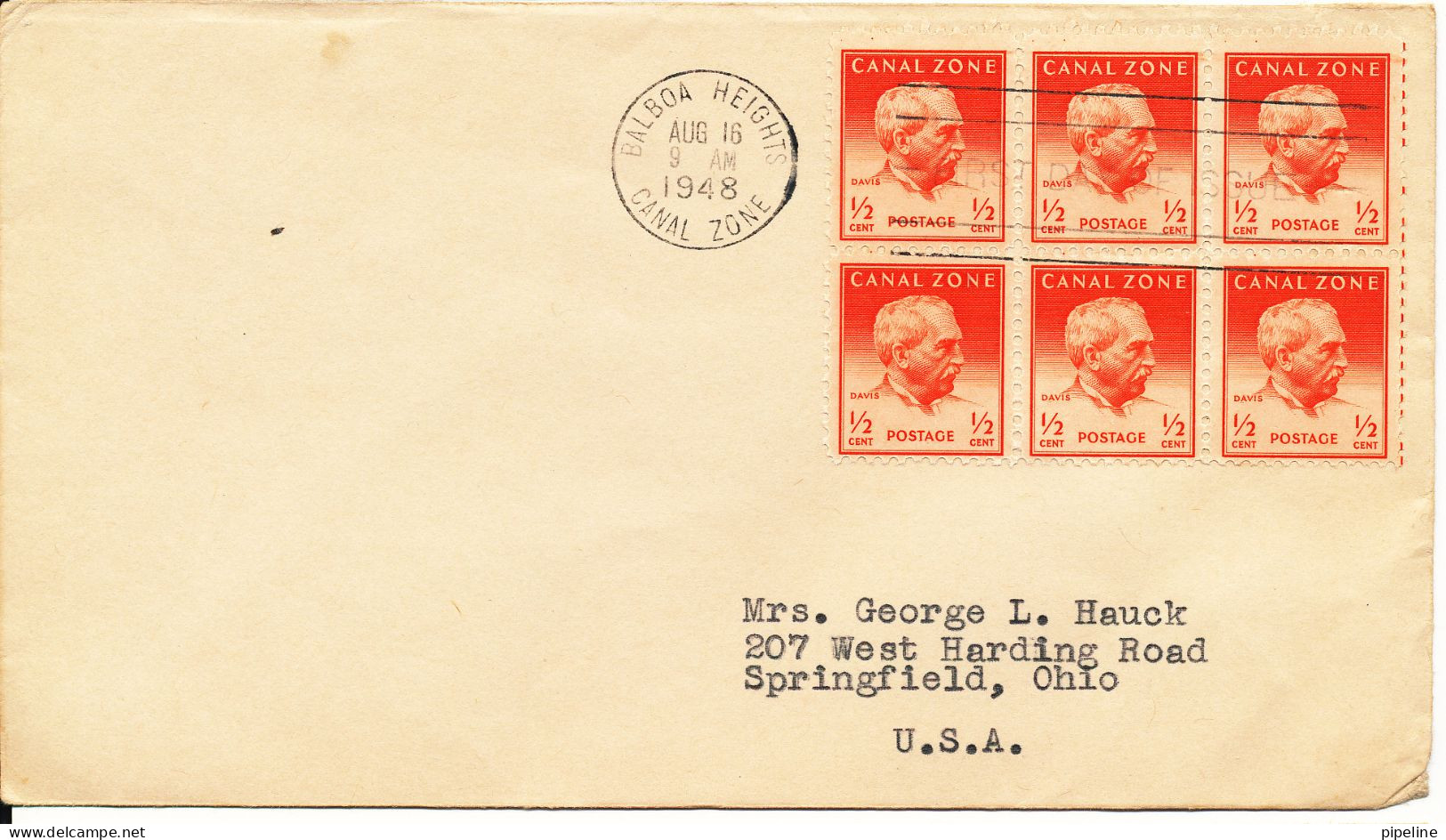 Canal Zone FDC 16-8-1948 ½ Cent In Block Of 6 - Kanalzone