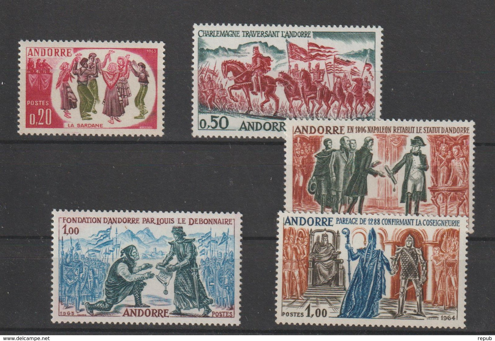 Andorre Français Année Complète 1963 Du 166 Au 170, 5 Val. ** MNH - Années Complètes