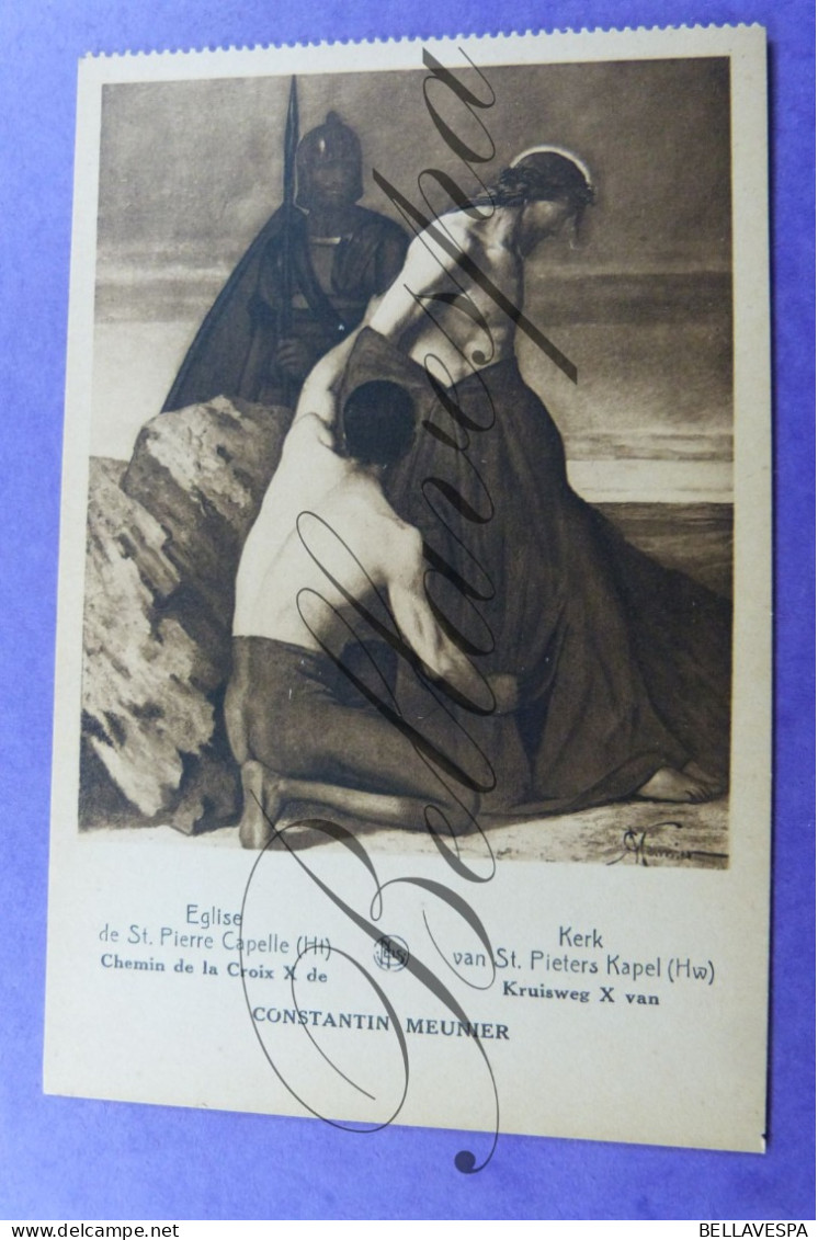 SINT PIETERS KAPELLE (Herne) St. Pieterskerk Kruisweg x 14 staties postkaarten Constantin MEUNIER /volledige reeks
