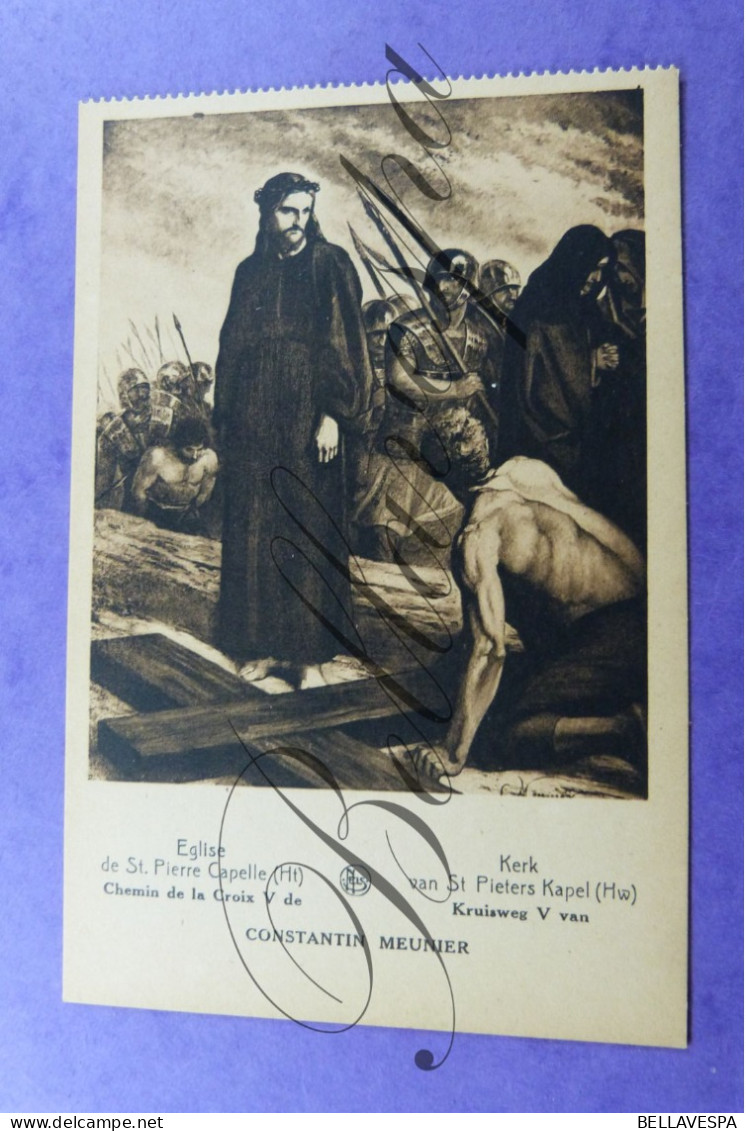 SINT PIETERS KAPELLE (Herne) St. Pieterskerk Kruisweg x 14 staties postkaarten Constantin MEUNIER /volledige reeks
