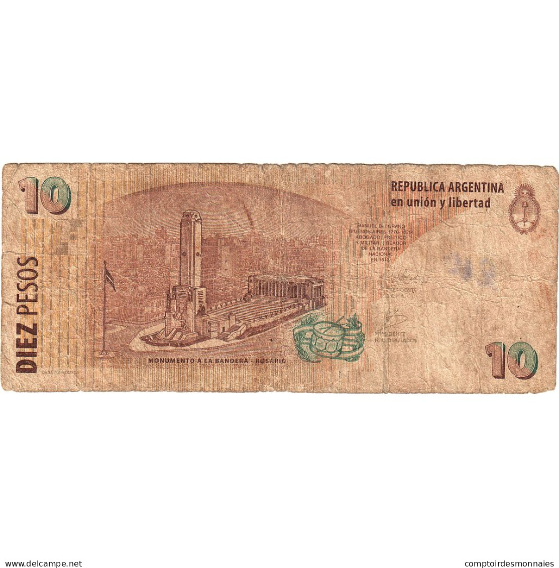 Argentine, 10 Pesos, KM:348, AB+ - Argentinië