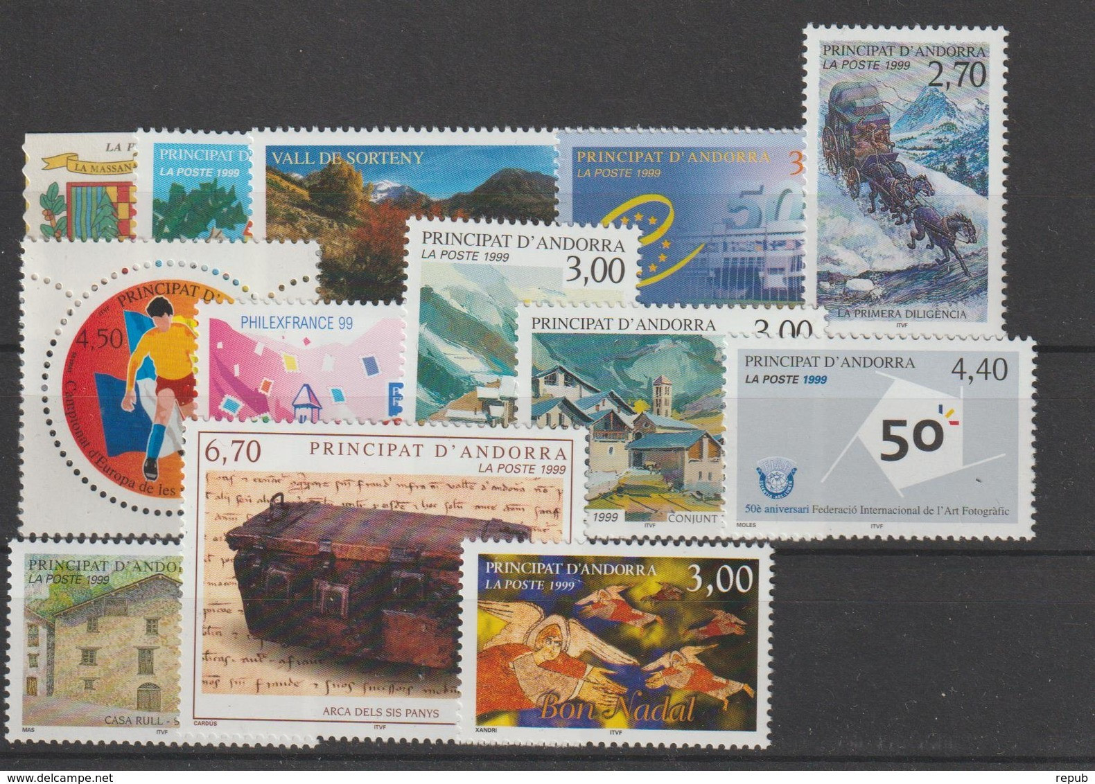 Andorre Français Année Complète 1999 Du 512 Au 524 13 Val. ** MNH - Volledige Jaargang