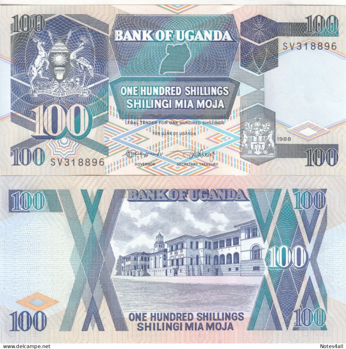 UGANDA 100 Shilings 1988 P31 Unc - Oeganda