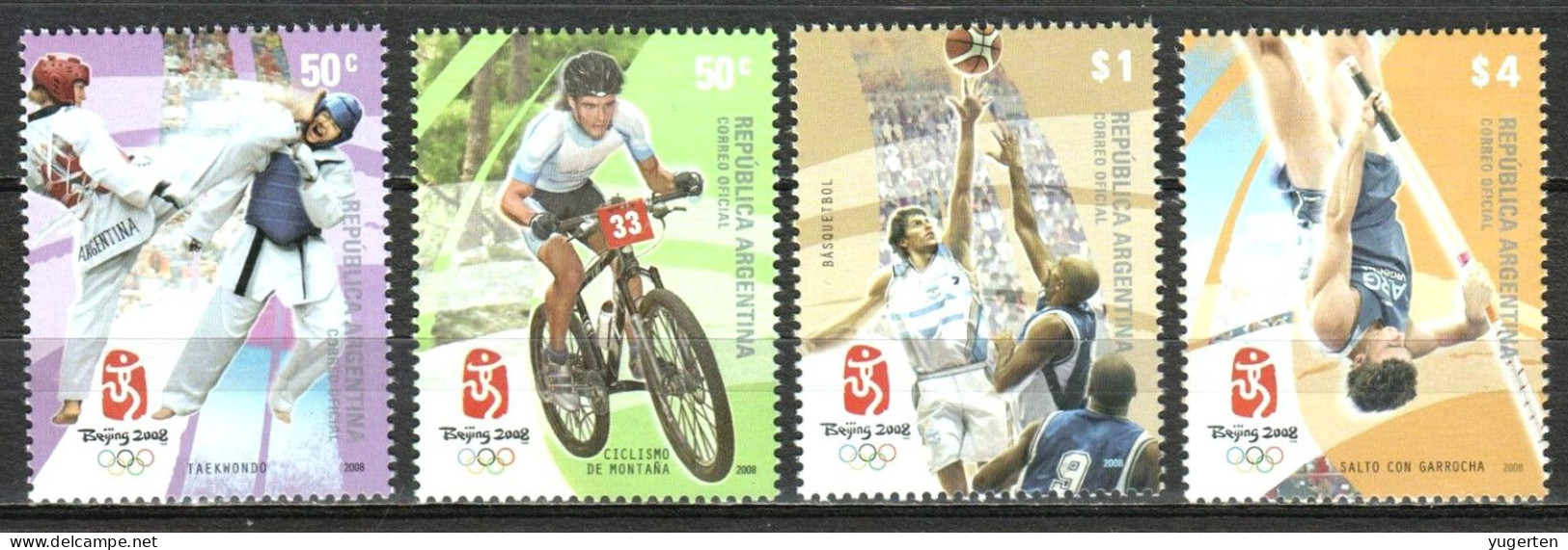 ARGENTINA 2008 - 4v - MNH - Olympic Beijing - Olympics - Olympische Spiele - Basketball - Cycling - Taekwondo Pole Vault - Verano 2008: Pékin