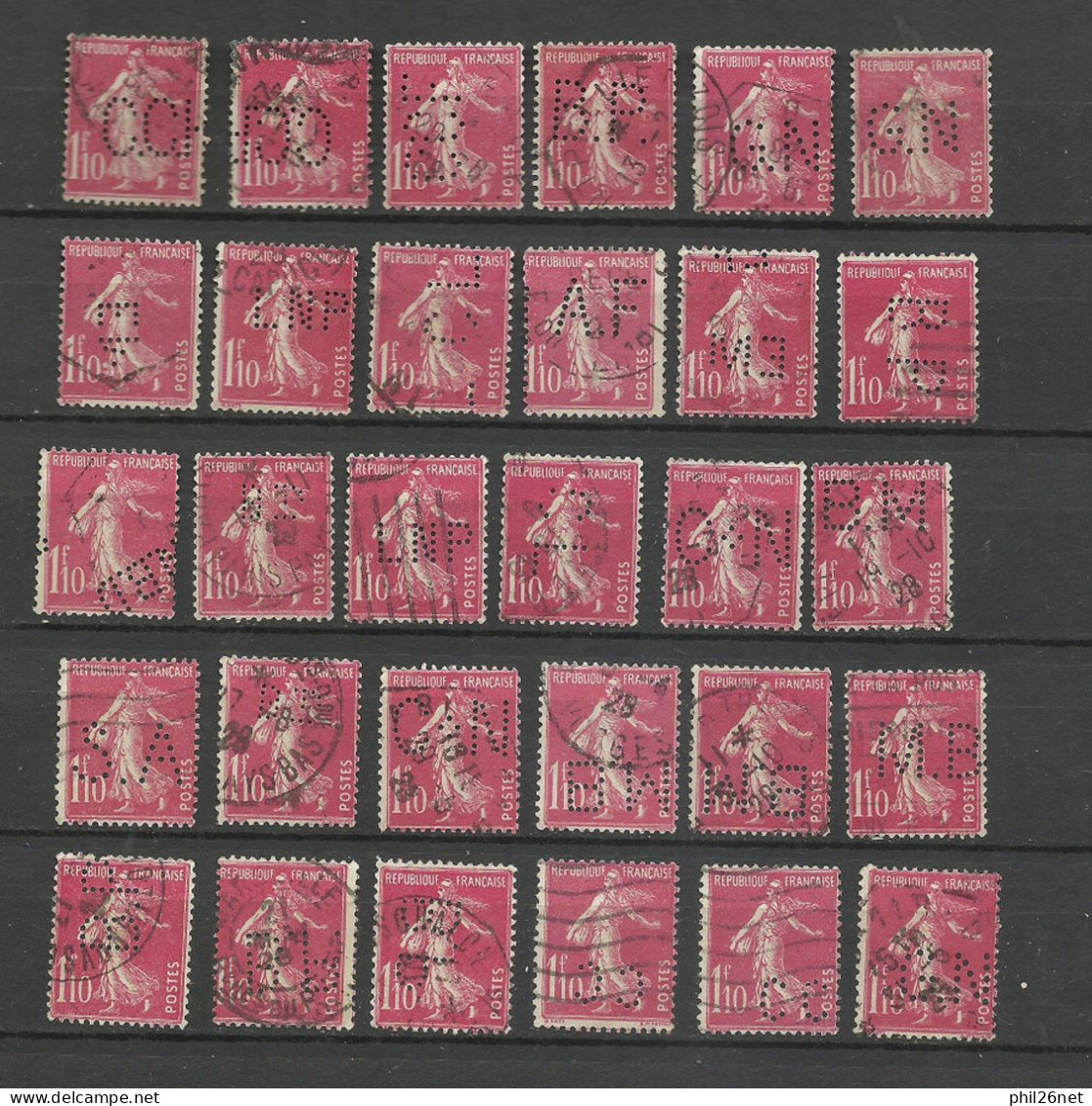 France Lot De 30 Perforés Differents, Dont Rares,  Du   N°238  Nuances De Couleurs   Oblitérés     B/TB   Soldé ! ! ! - Oblitérés