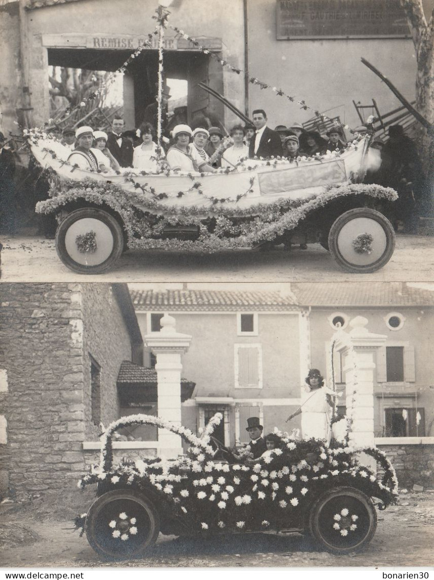 2 CARTES-PHOTO 84 MONTEUX CAVALCADE CORSO  ATTELAGE ENFANTS - Monteux