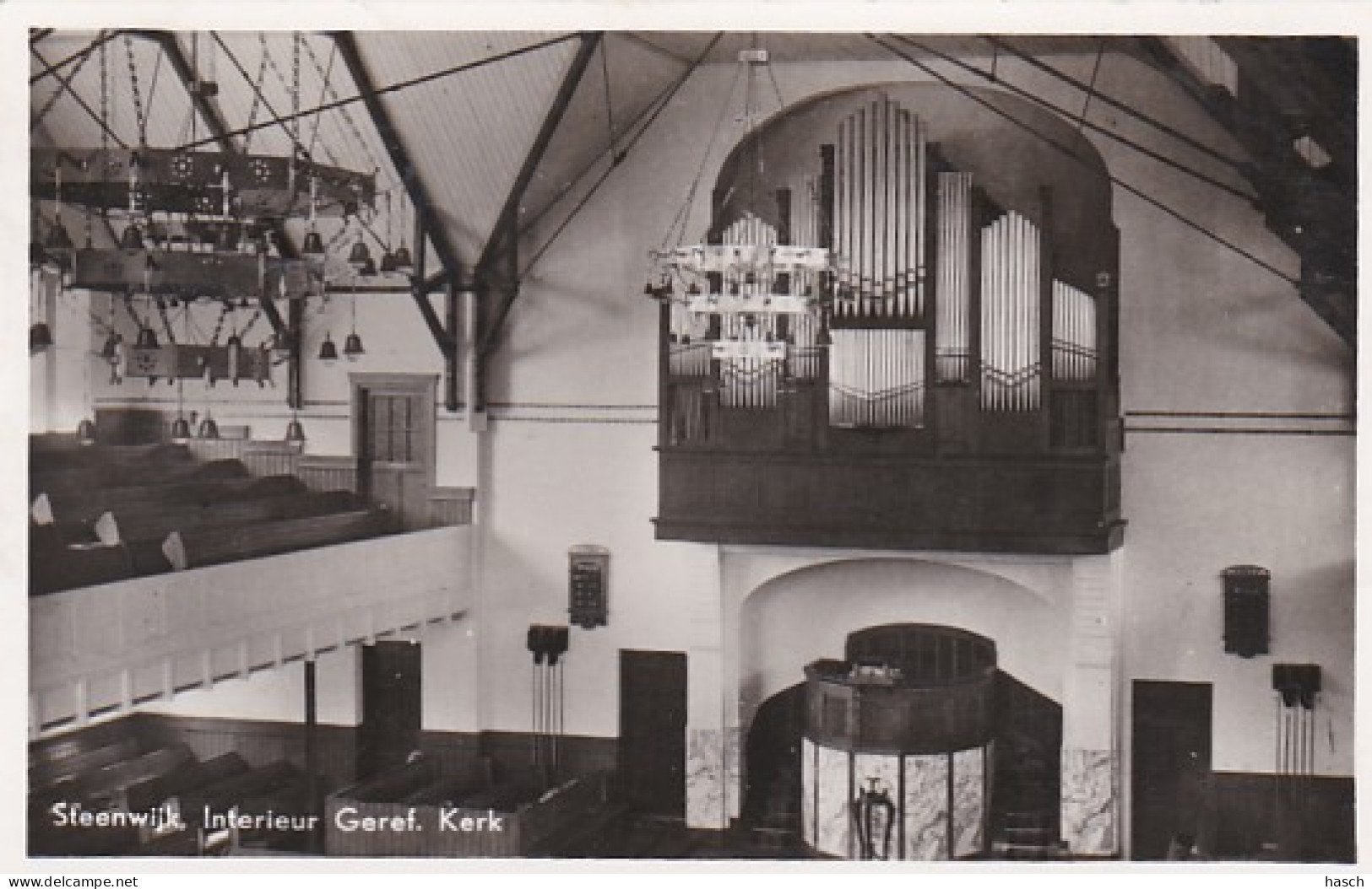 477030Steenwijk, Interieur Geref. Kerk. (FOTO KAART) - Steenwijk
