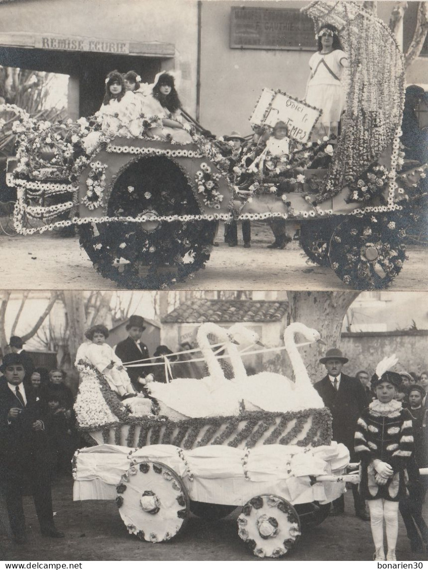 2 CARTES-PHOTO 84 MONTEUX CAVALCADE CORSO  ATTELAGE ENFANTS - Monteux