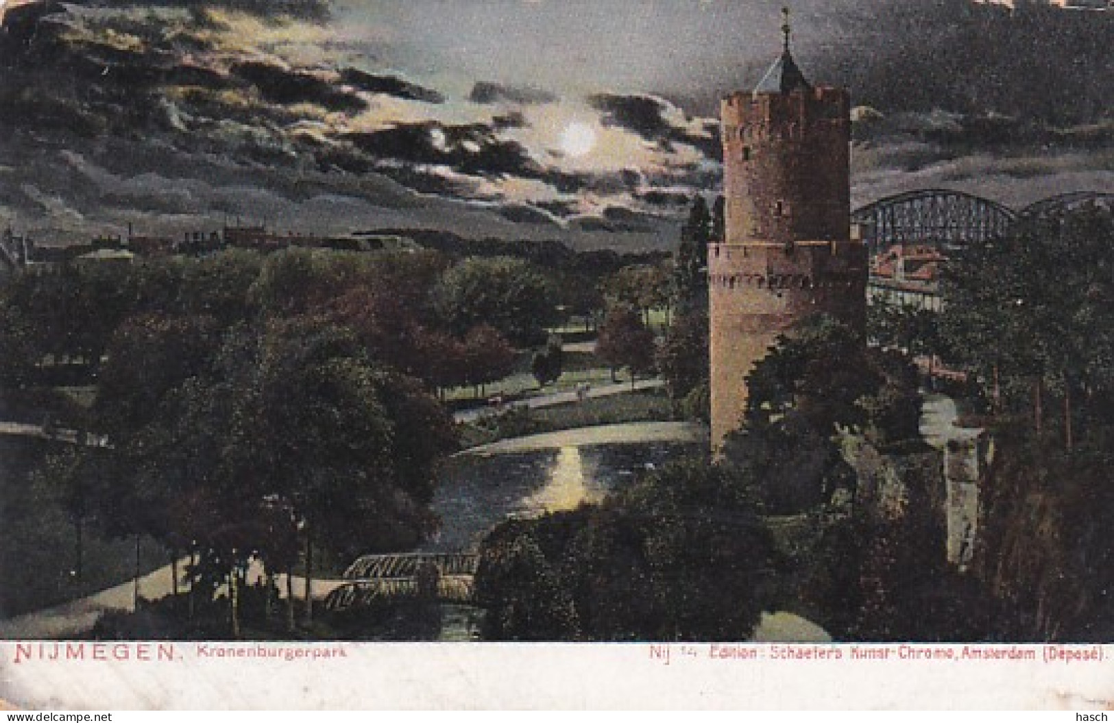 477087Nijmegen, Kronenburgerpark Bij Nacht. – 1909. (zie Hoeken En Randen) - Nijmegen