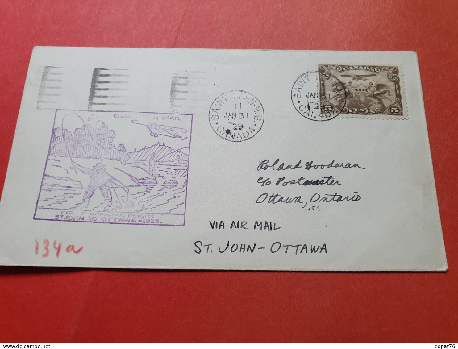Canada - Enveloppe 1er Vol  De St John Pour Ottawa En 1929 - Réf 3336 - Brieven En Documenten