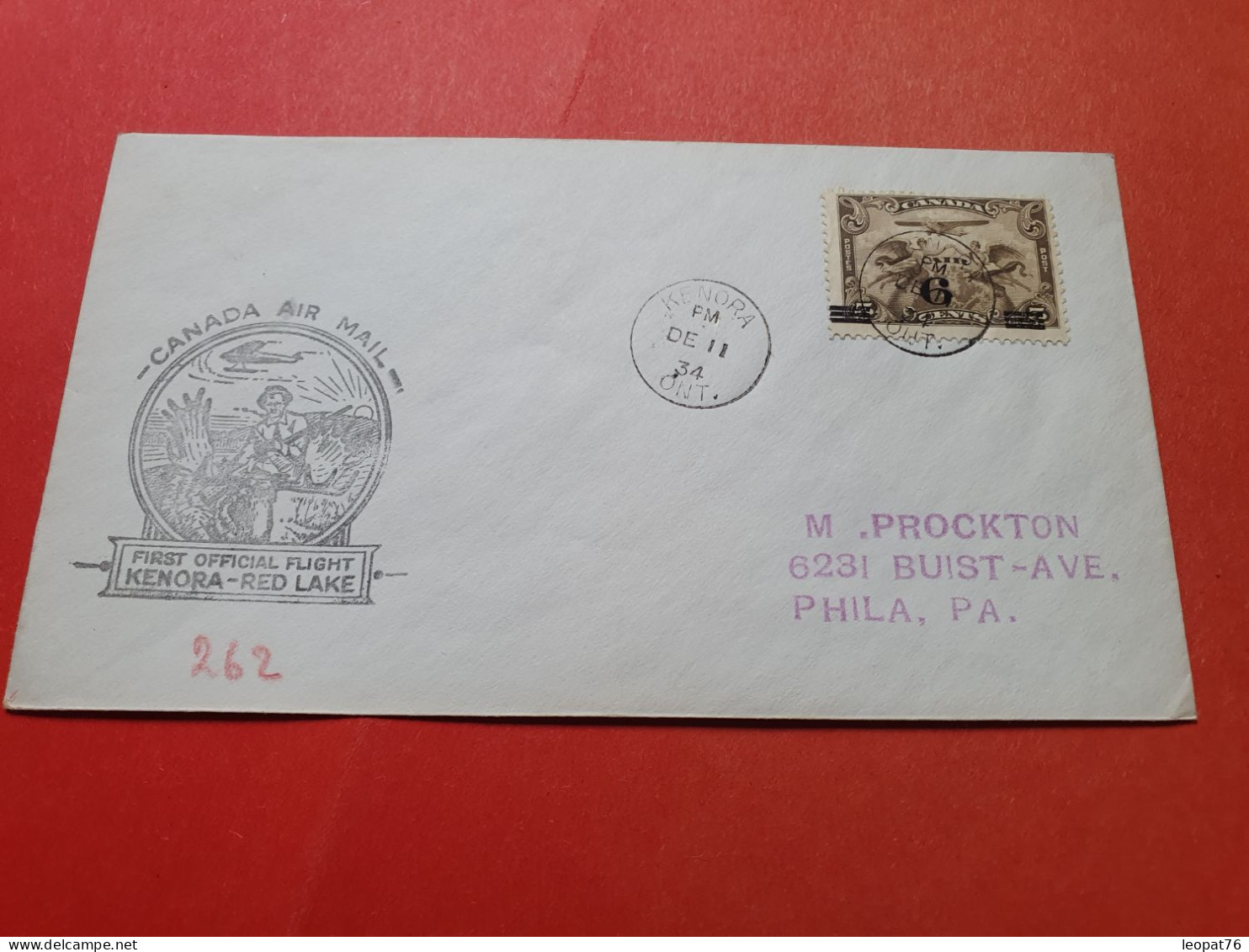 Canada - Enveloppe 1er Vol  Kenora / Red Lake En 1934 - Réf 3337 - Briefe U. Dokumente