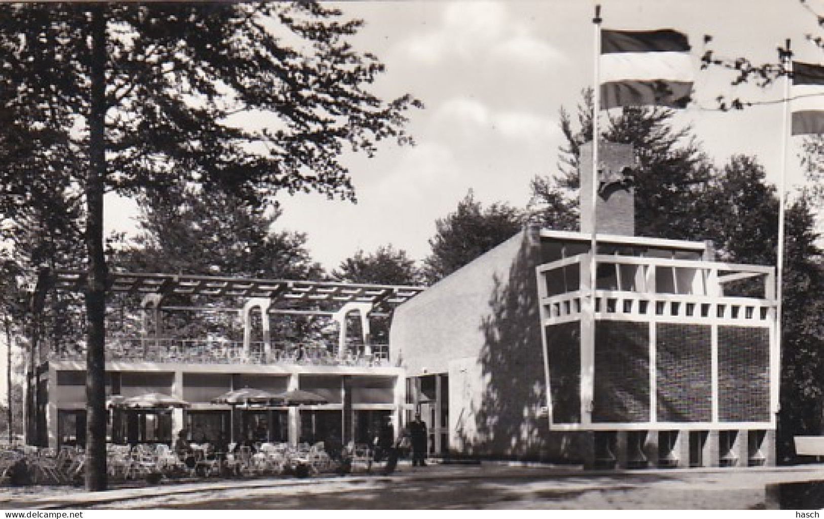 4770119Rhenen, Ouwehands Bad Restaurant Met Dakterras, - 1958. (FOTO KAART)(kleine Vouwen In De Hoeken) - Rhenen