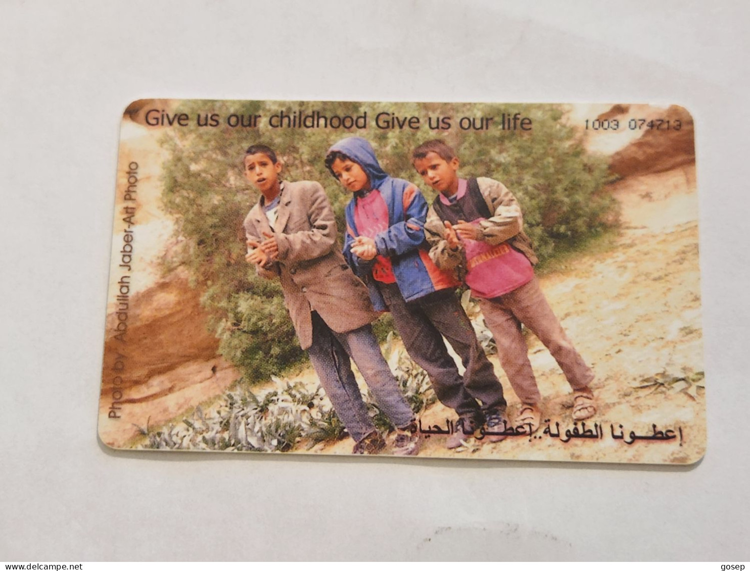 JORDAN-(JO-ALO-0070)-Give Us Our Childhood-(191)-(1003-074713)-(1JD)-(01/2001)-used Card+1card Prepiad Free - Giordania