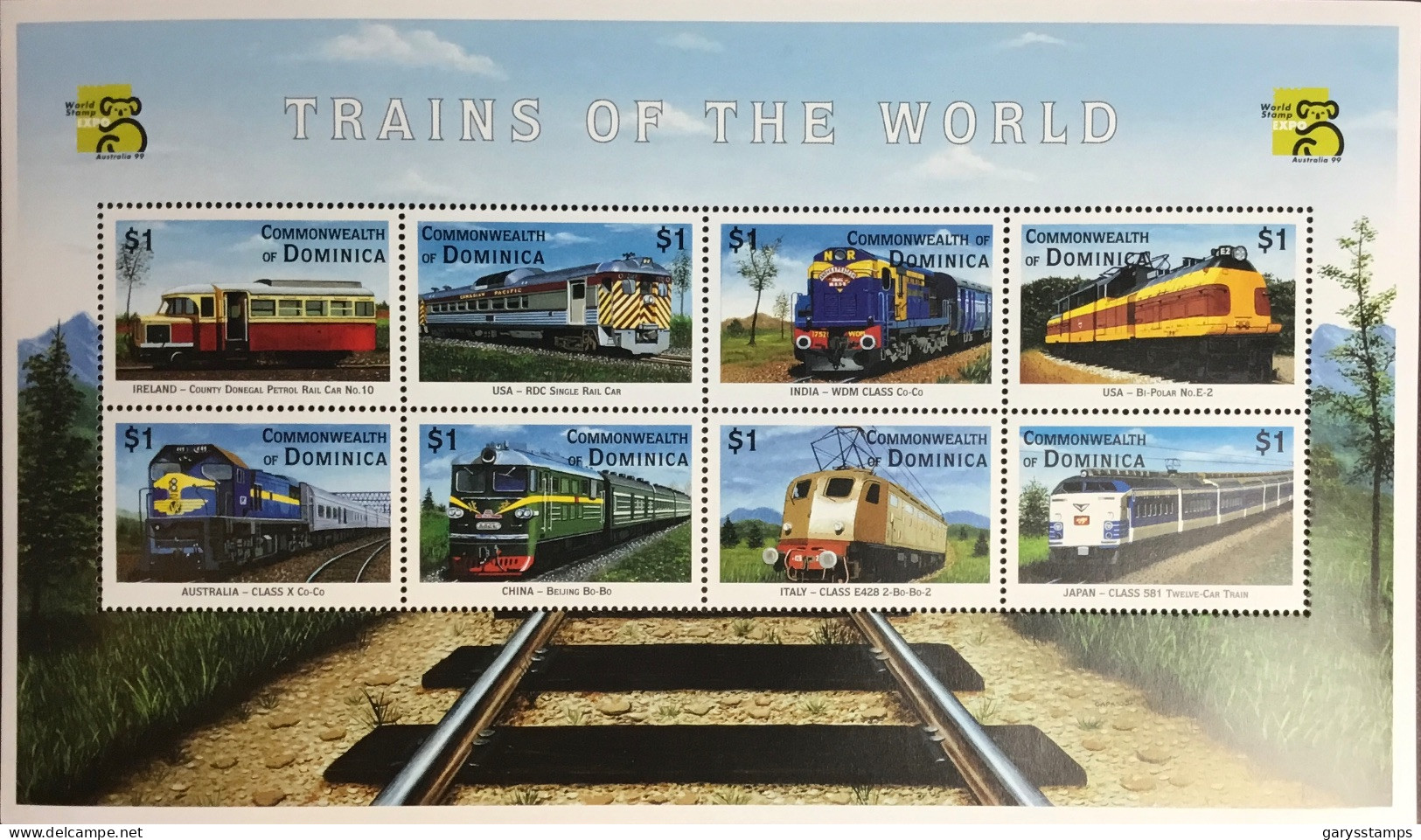 Dominica 1999 Trains Of The World Sheetlet MNH - Dominique (1978-...)