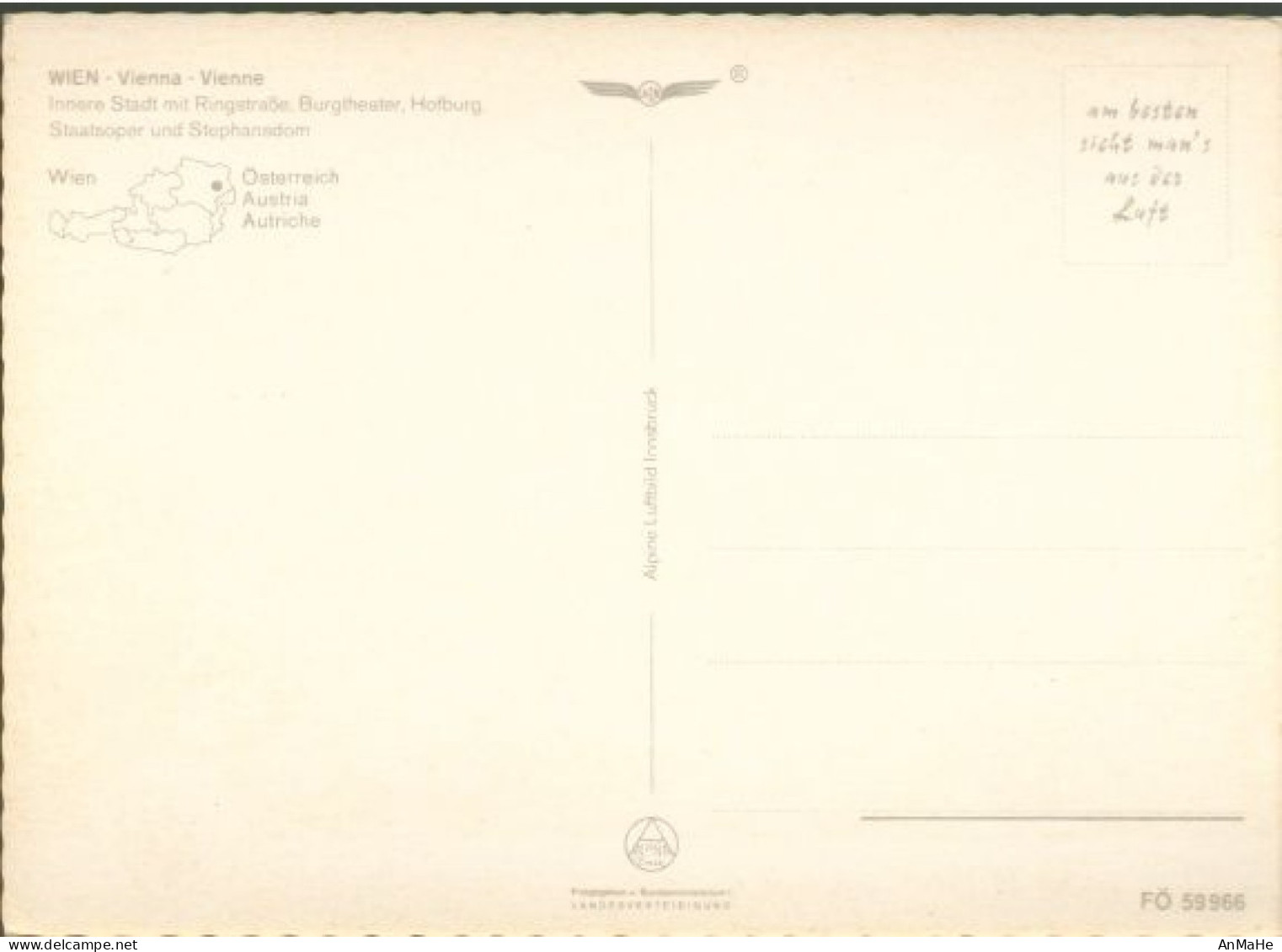 AK 53 - Ansichtskarte / Postkarte: Österreich - Wien - Flug über Stadtzentrum - Vienna Center