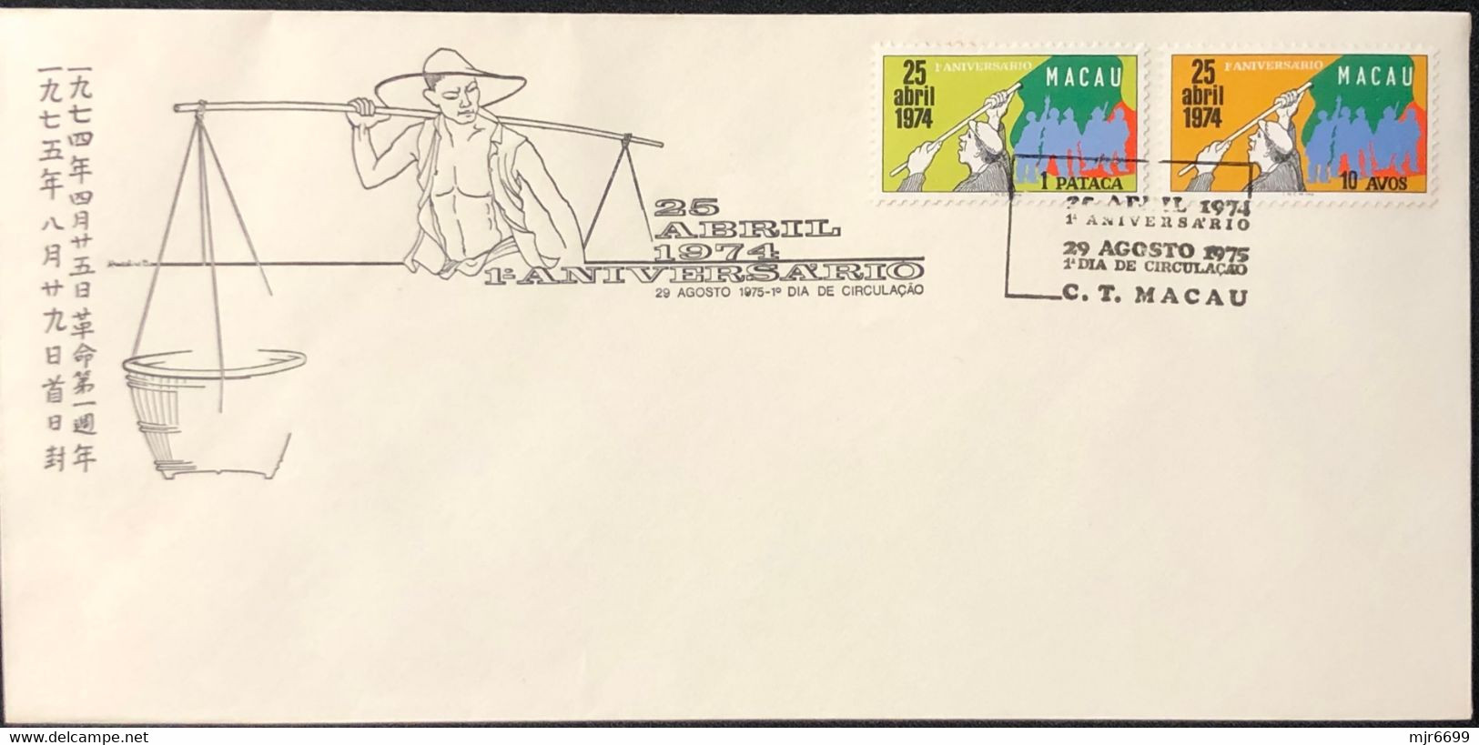 1975 FIRST ANNIV OF THE APRIL 25 FDC - Lettres & Documents