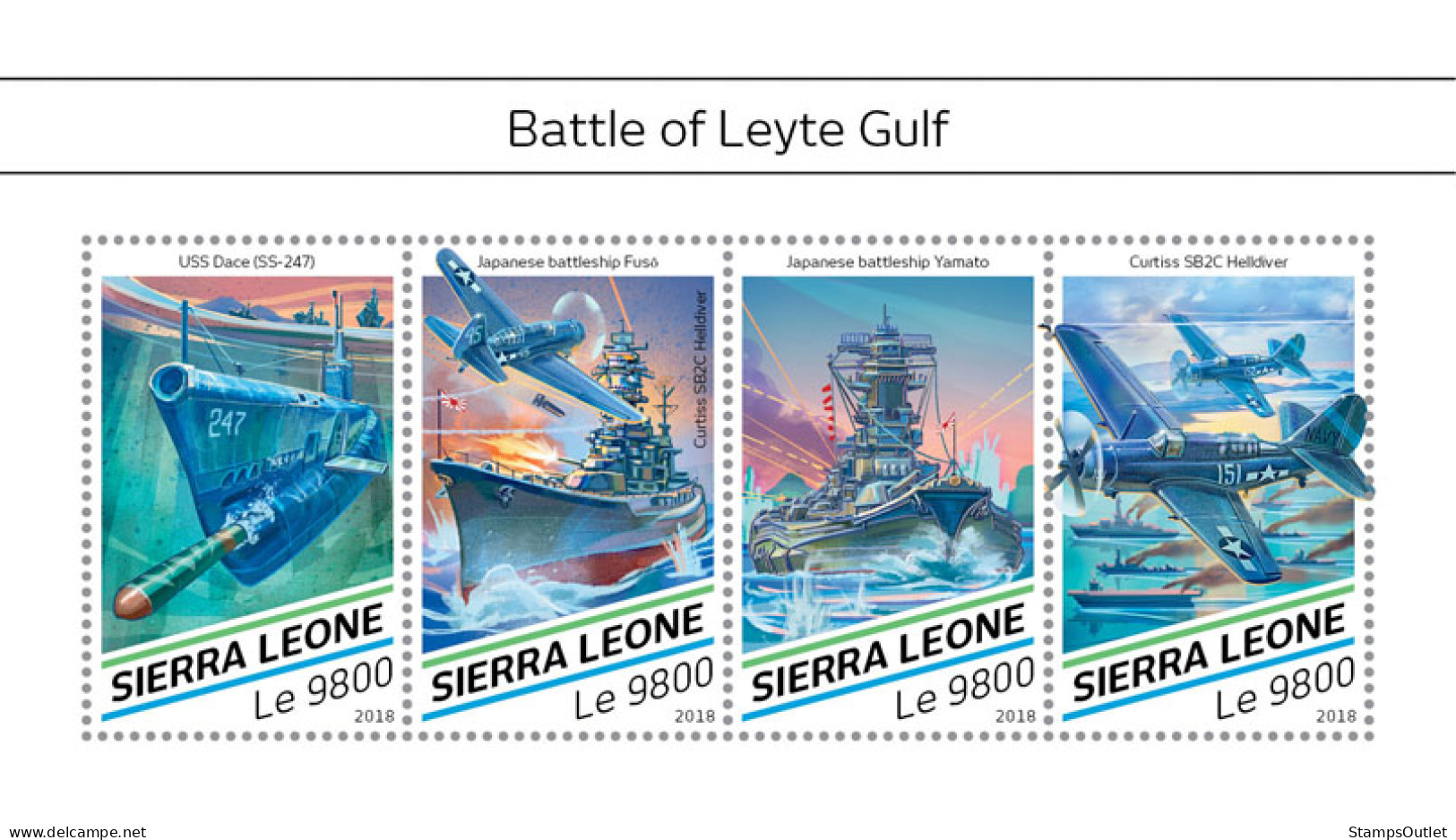  SIERRA LEONE 2018 MNH  Battle Of Leyte Gulf  Michel Code: 9899-9902, Scott Code: 4832. Yvert&Tellier Code: 8049-8052 - Sierra Leone (1961-...)