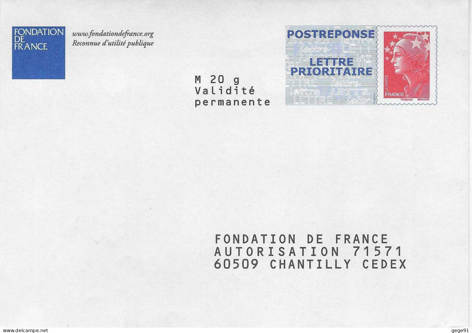 Pap Réponse Beaujard - Fondation De France - Agrément 08P371 - Prêts-à-poster: Réponse /Beaujard