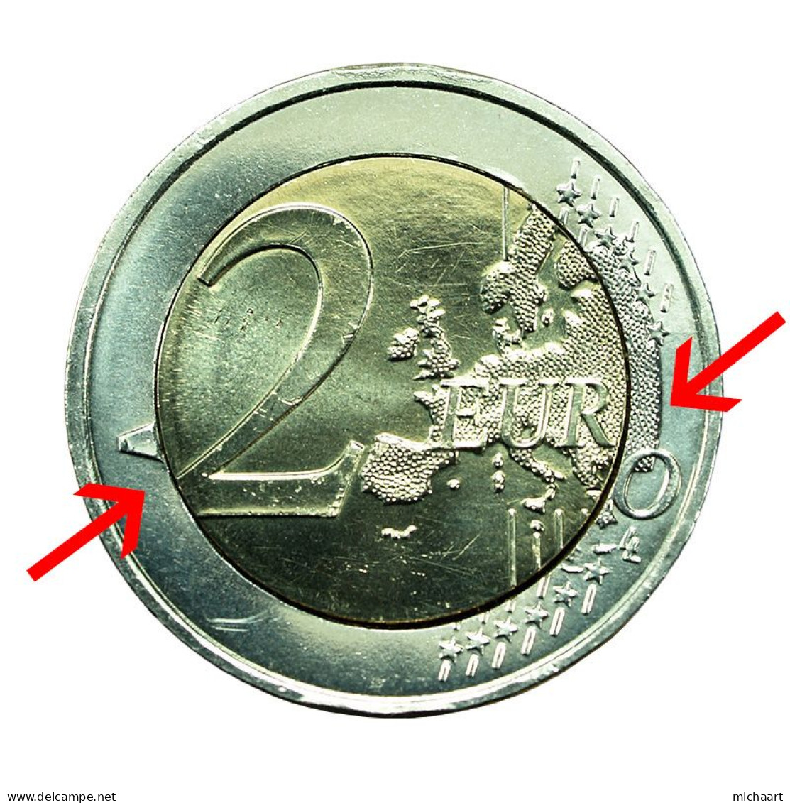 Error Monaco Coin 2 Euro 2019 Bimetallic Prince Albert II Very Rare 00516 - Andere & Zonder Classificatie