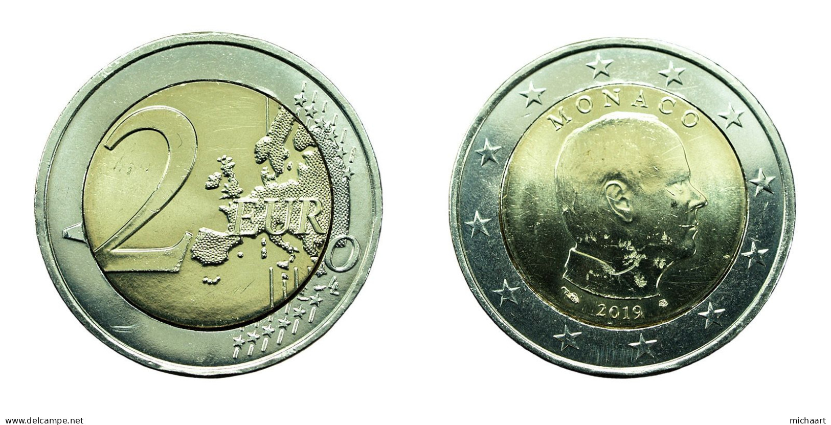 error Monaco Coin 2 Euro 2019 Bimetallic Prince Albert II Very Rare 00516