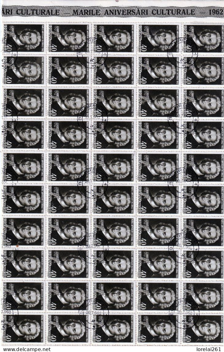 1962 - Anniversaires Culturels /feuille Complète COMPLÈTE X 100 - Fogli Completi