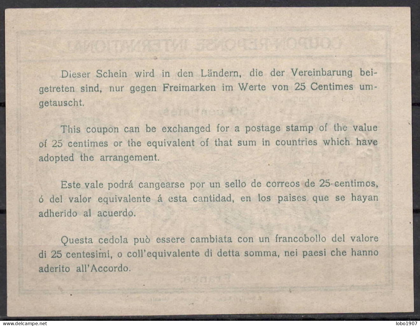 FRANCE  Ro4A  30c.  International Reply Coupon Reponse Antwortschein IRC IAS Cupon Respuesta O SENLIS 22.02.1918 - Buoni Risposte