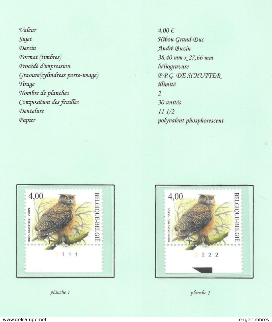 Belgium -  2004 BUZIN Birds - OEHOE/HIBOU GRAND-DUC  Plaatnummers 1 - 2  Postfris - Zie Scan - 2011-..