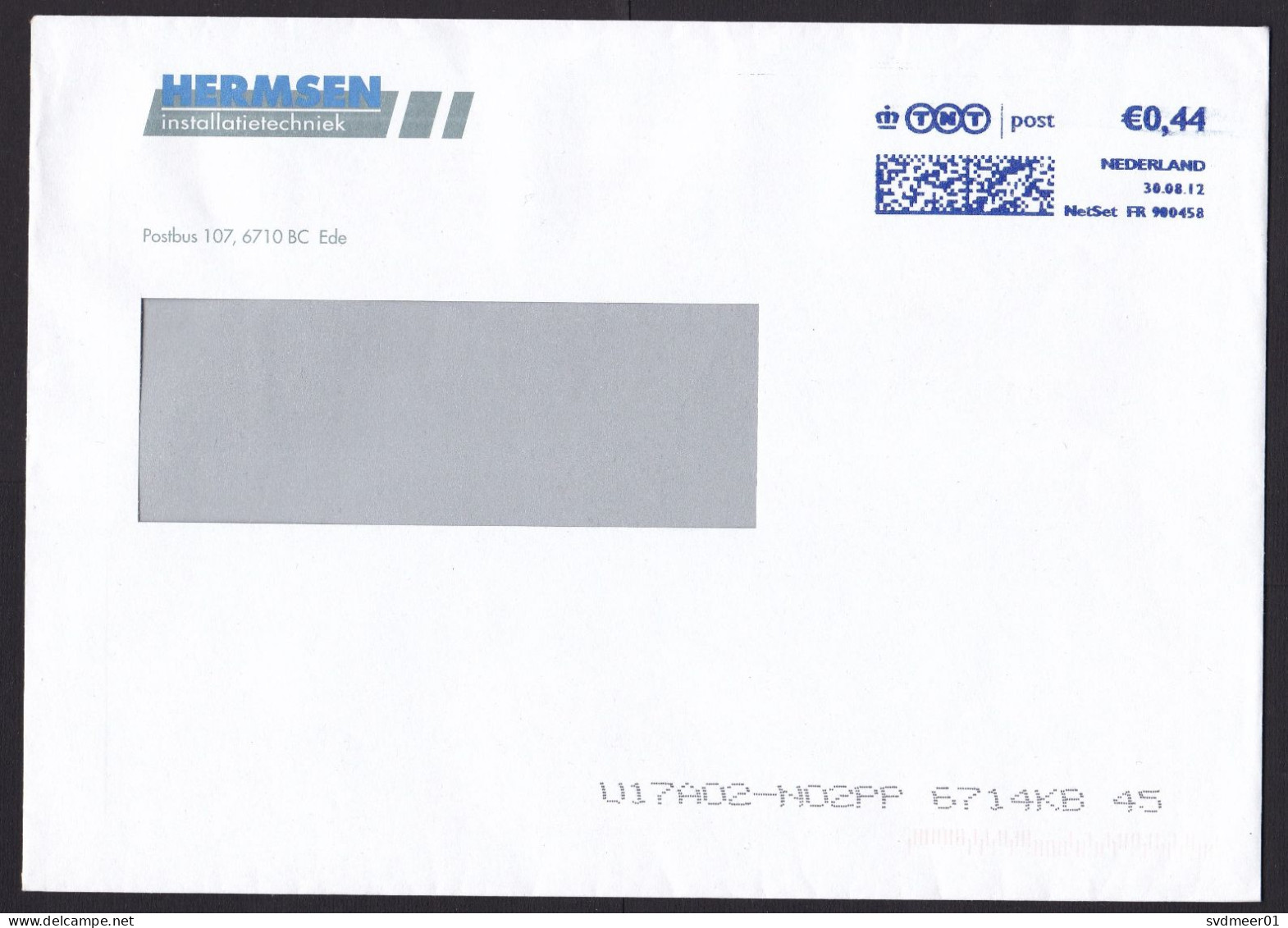 Netherlands: 2x Cover, 2011 & 2012, Meter Cancel TNT Post, QR Code, 0.44 & 0.46 Rate (minor Damage) - Storia Postale