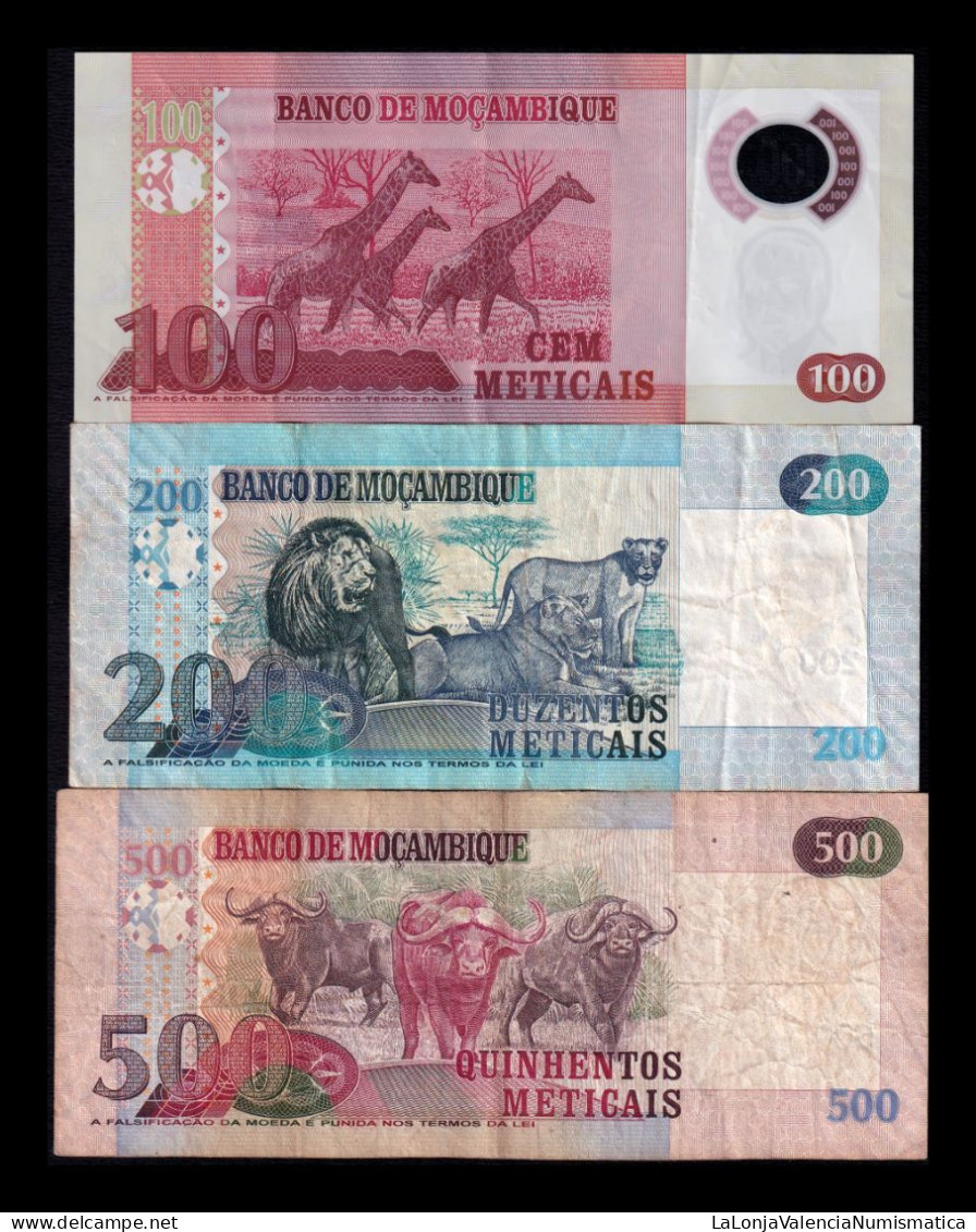 Mozambique Set 3 Billetes 100 200 500 Meticais 2006 2011 Pick 151a 152a 147 Mbc/+ Vf/+ - Moçambique