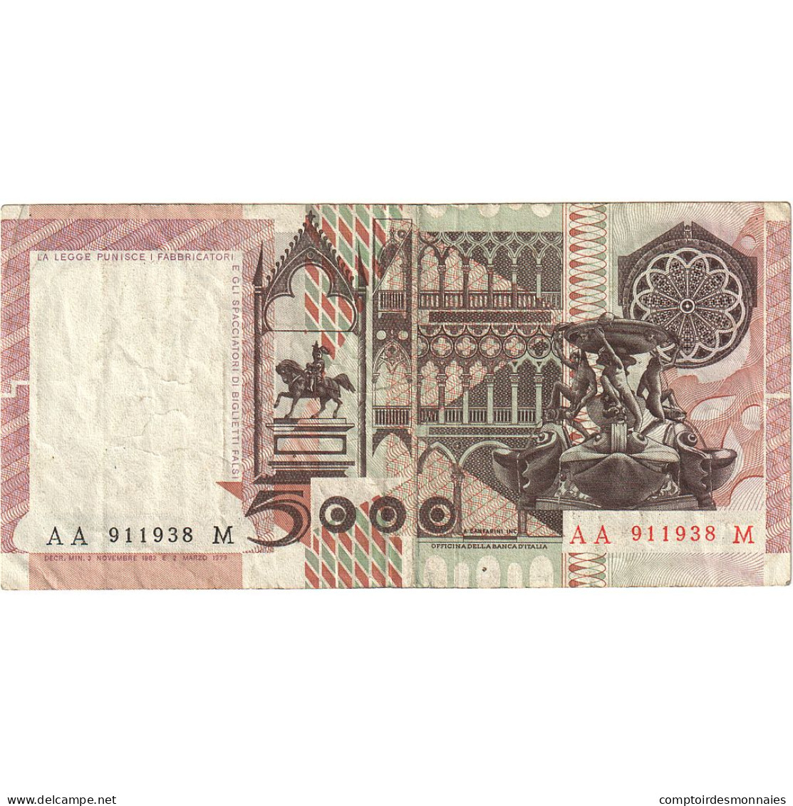 Billet, Italie, 5000 Lire, 1982, 1982-11-03, KM:105b, TTB - 5000 Liras