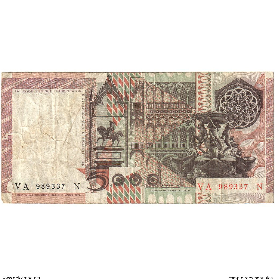 Italie, 5000 Lire, 1982, 1982-11-03, KM:105b, TTB - 5000 Liras