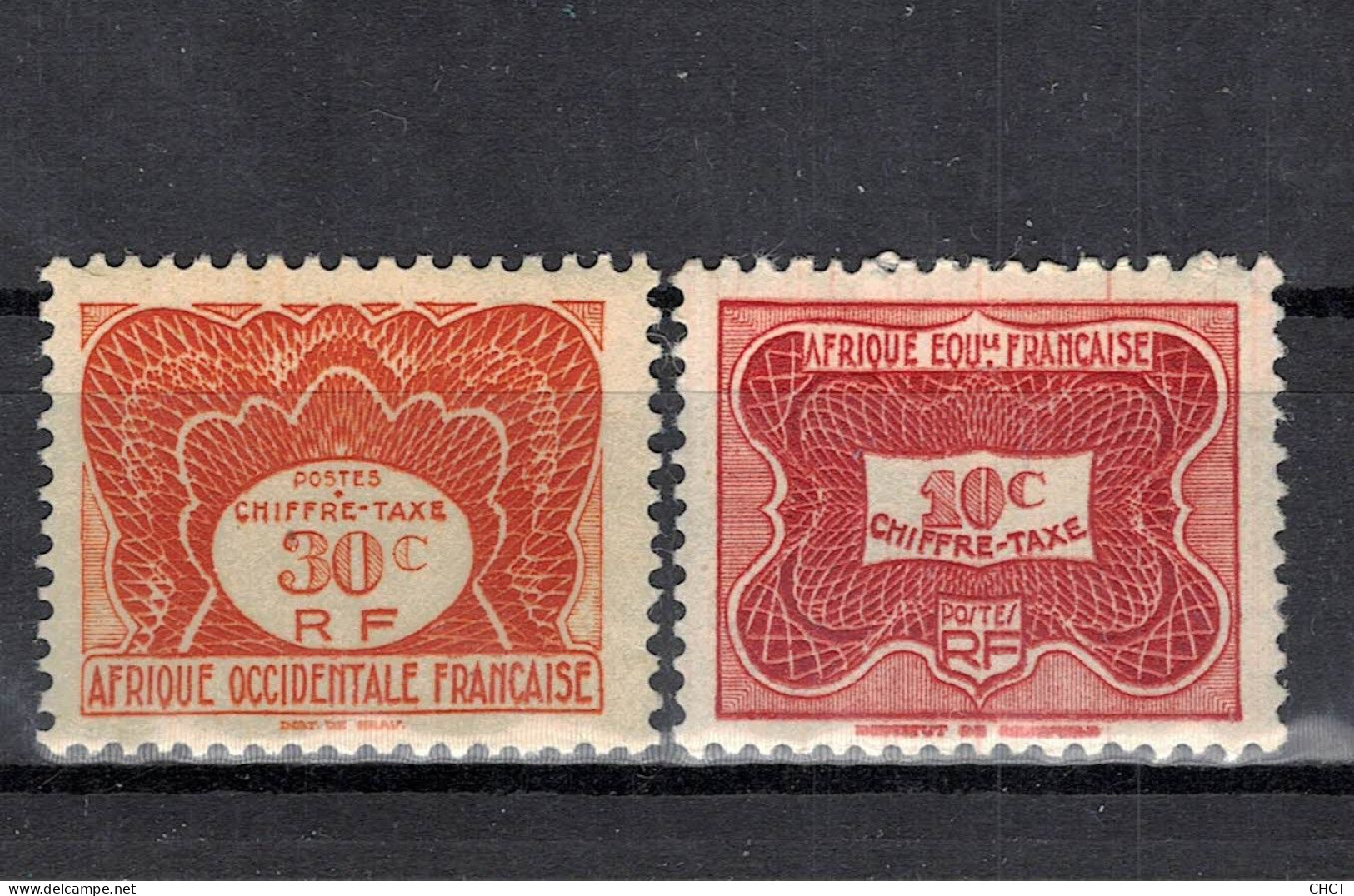CHCT68 - 2 Tax Stamps, French Colonies, Afrique Occidentale And Afrique Equatoriale - Autres - Afrique
