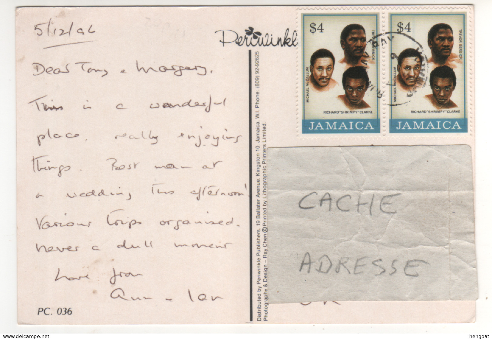 Timbre , Stamp " Personnages Célèbres " Sur CP , Carte , Postcard Du 05/12/96 - Jamaica (1962-...)