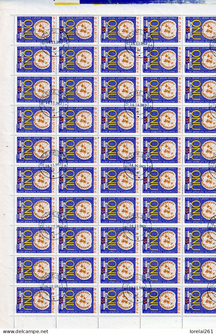 1960 - O.N.U.  /feuille Complète COMPLÈTE X 100 - Full Sheets & Multiples