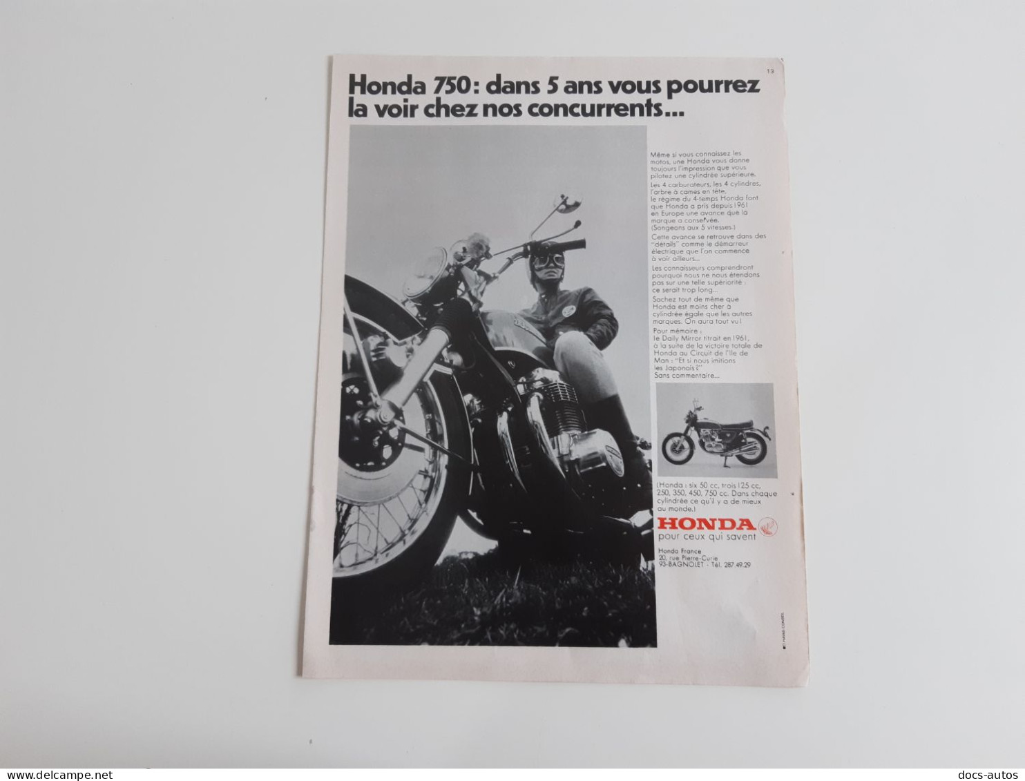 Honda 750 - Publicité De Presse - Motorräder