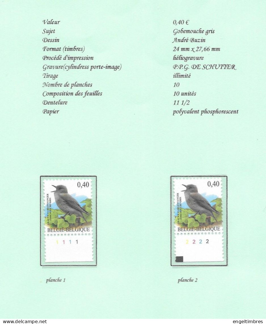 Belgium -  2004 BUZIN Birds - GRAUWE VLIEGENVANGER/GOBEMOUCHE GRIS  Plaatnummers 1 - 2 Postfris - Zie Scan - 2011-..